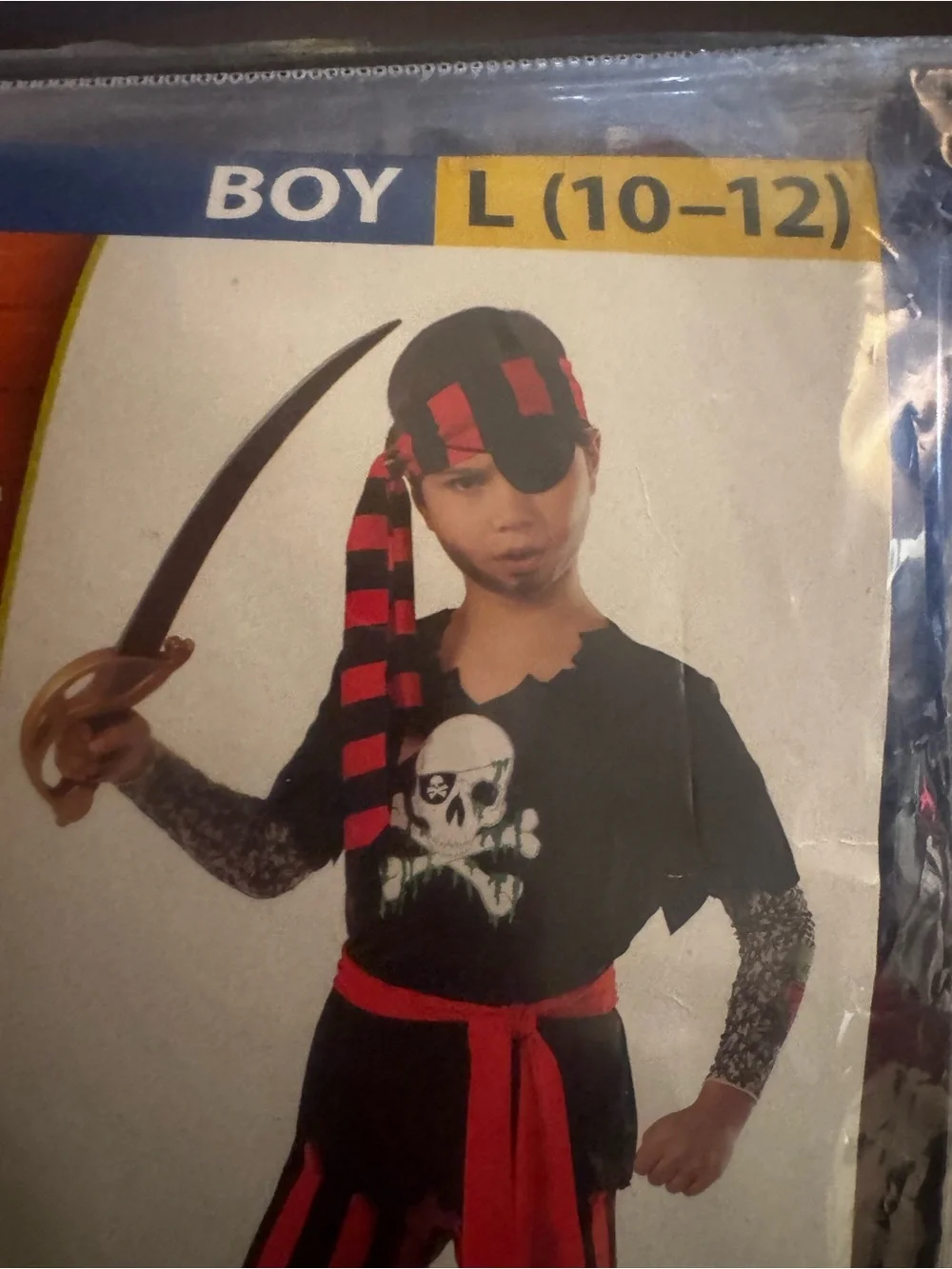 Rubies 6 Pcs. Tattooed Pirate Costume, Boy's Large (10-12) Buccaneer Halloween - Picture 2 of 9